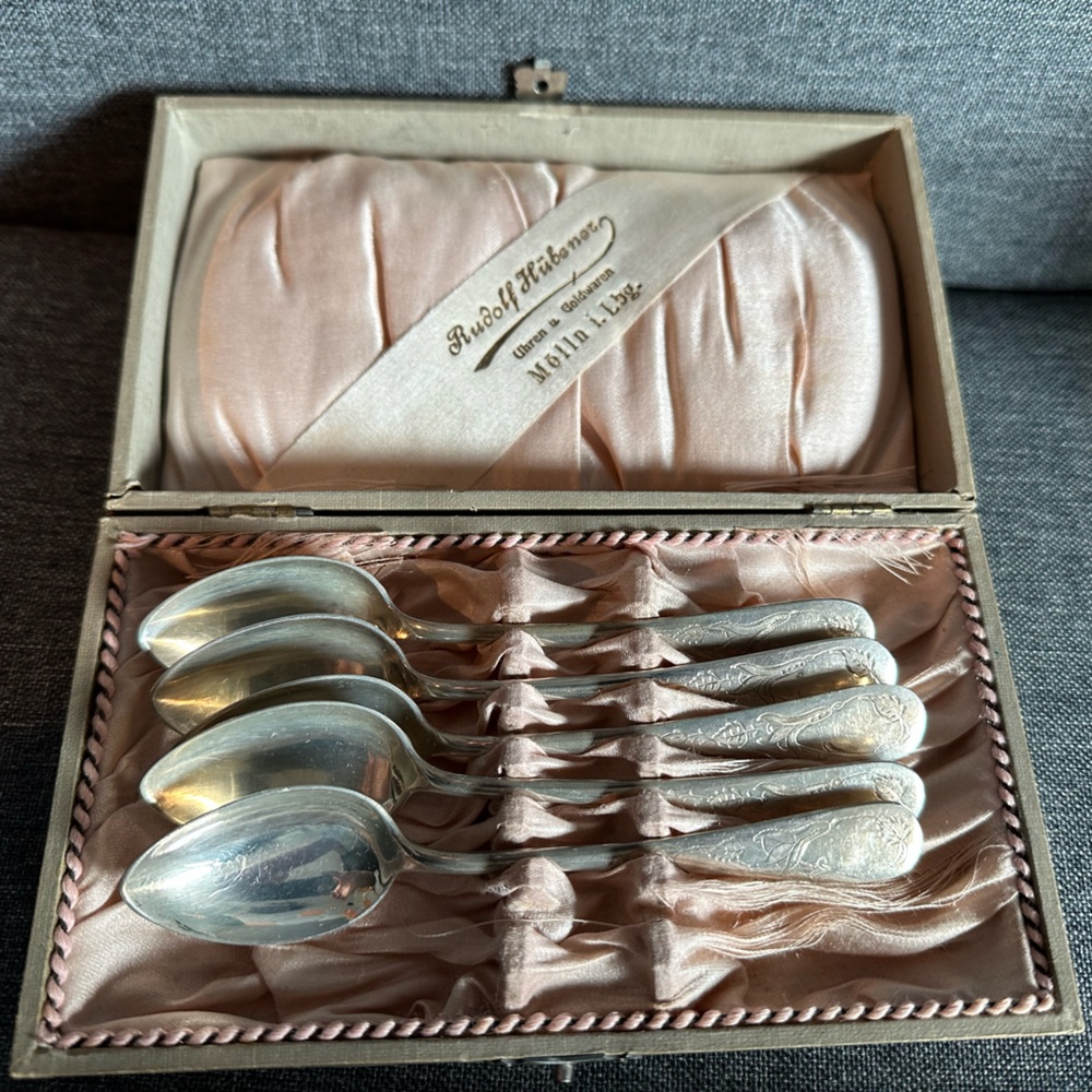 5 Antique German Silver Spoons made in 1909